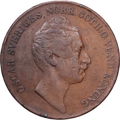 Sweden, Oscar I, 4 Skilling, 1849, Copper, EF(40-45), KM:672