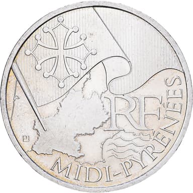 France, 10 Euro, Midi-Pyrénées, 2010, Paris, Silver, AU(55-58), KM:1663