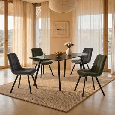 Sloane Rectangular Dining Table & 4 Aoife Sleek Dining Chairs [Dining Set]