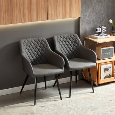Frazer Diamond Dining Chairs [Set of 2] [Faux Leather]