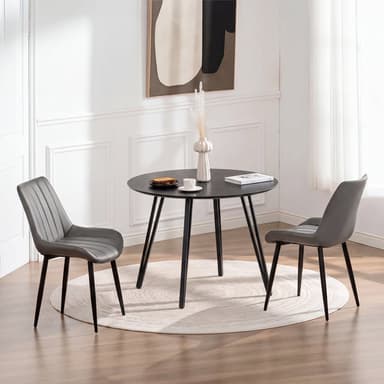 Fareeha Round Dining Table & 2 Jarvis Dining Chairs [Dining Set]