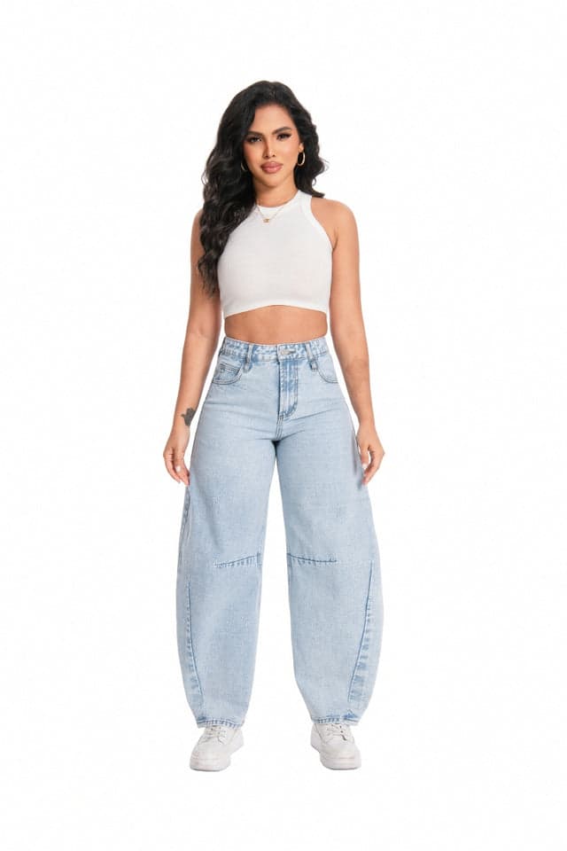ONESO Women's High Waist Baggy Barrel Leg Jeans