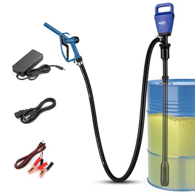 Electric Drum Barrel Pump, 7 GPM Dual Power AC 100–240V & 12V DC Drum Pump for 55 Gallon Drums & 275 Gallon IBC Totes, Fuel Transfer Pump for Diesel DEF Water A