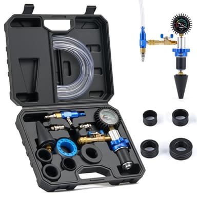 Coolant Vacuum Refill Kit, 13pc Radiator Cooling System Tool Set with Conical Adapter 4 Round Adapters for Leak Detection Cooling Refill, Vacuum Coolant Fill Ki