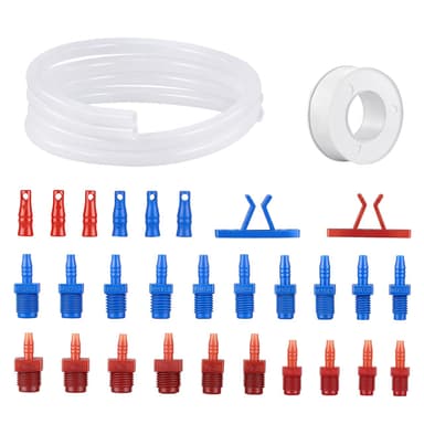 Master Cylinder Bleeder Kit Compatible with 14151, 31pc Complete Brake Bleeder Tool Kit with SAE & Metric Fittings, 22 in Clear Hose, Clips and PTFE Tape, Unive
