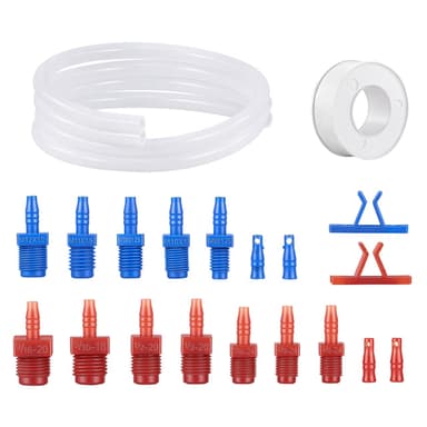 Master Cylinder Bleeder Kit Compatible with 13911, 21pc Complete Brake Bleeder Tool Kit with SAE & Metric Fittings, 22 in Clear Hose, Clips and PTFE Tape, Unive