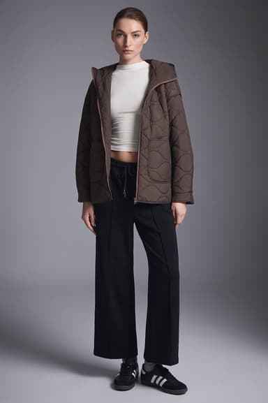 Oversized Quilted Hooded Drop-Shoulder Jacket
