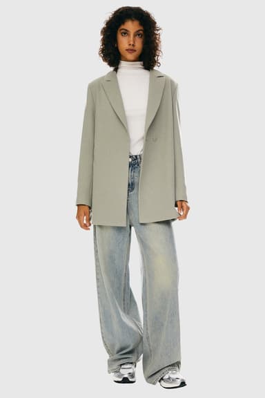Wool Blend Mid-Length Lapel Coat - Slim Fit