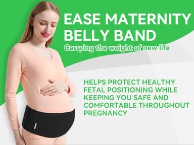 Maternity Belly Band for Pregnancy Support - Ergonomic Pregnancy Belt for Back, Pelvic & Hip Pain Relief - Breathable Abdominal Support Binder,Black
