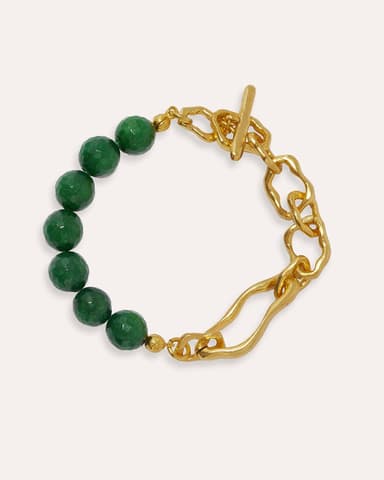 Green Agate Beaded Etta Chain Bracelet