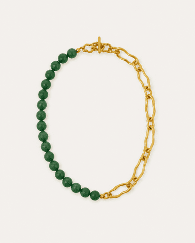 Green Agate Beaded Etta Chain Necklace