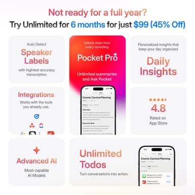 Pocket Pro: 6-Month Subscription (45% Off)