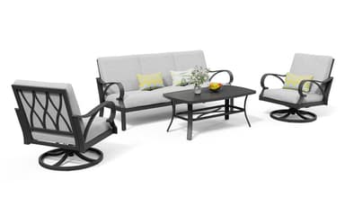 Puget 4-Piece Aluminum Living Room Set With Swivel Chairs
