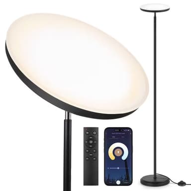 OUTON 30W Torchiere Floor Lamp, Super Bright LED Floor Lamp with Remote Control and APP, 70" Tall Standing Lamp for Living Room,Stepless Dimmable Reading Lamp (
