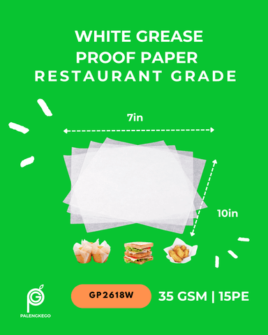 White Grease-Proof Paper – Restaurant Grade | 100pcs