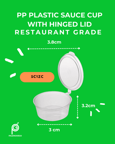 Plastic Sauce Cup with Hinged Lid | 50pcs