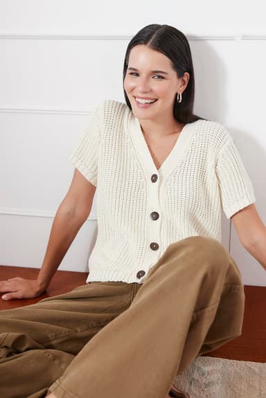 Margot Cardigan in Oat Milk