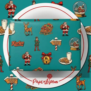 Vintage Yuletide Gift Wrap - Classic Saint Nick & Elf Pattern Custom