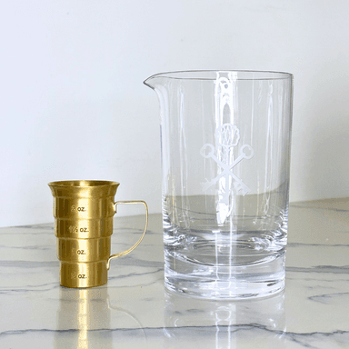 Key-Etched Crystal Cocktail Mixing Glass