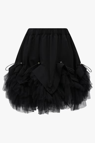 Tiered Tulle Ruffle Skirt | Black