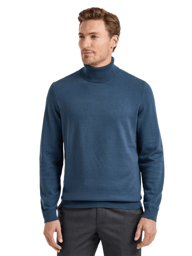 Wool Mock Neck Sweater - Navy