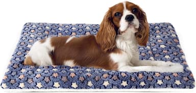 Dog Bed Crate Pad Ultra Soft Pet Bed with Cute Star Print Washable Crate Mat for Large Medium Small Dogs Reversible Fleece Dog Crate Kennel Mat Cat Bed Liner 23