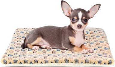 Dog Crate Pad - Ultra Soft Pet Bed with Cute Star Print, Washable Mat for Large Medium Small Dogs, Reversible Fleece Kennel Liner, Cat Bed 21 X 12 Inch Brown