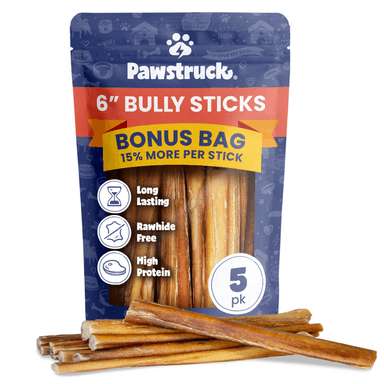 Pawstruck 5 Pack Bully Sticks with Bonus Inch for Dogs