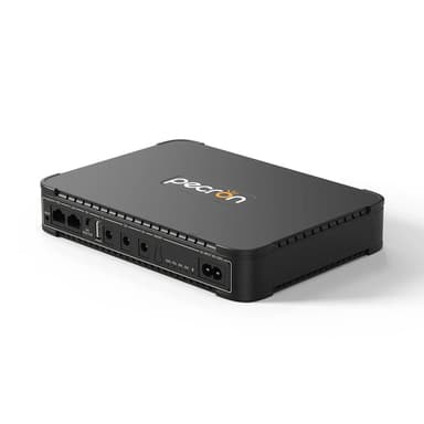 PECRON  D77 DC UPS Battery Backup, 76.96Wh Small UPS for WiFi Router/Modem/Security Camera/Phone, With PoE Port, 5V/9V/12V