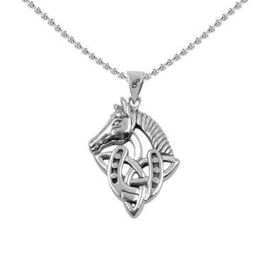 Celtic Trinity With Horse and Horseshoe Sterling Silver Pendant TPD6492