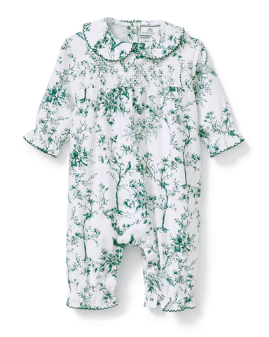 Baby's Twill Sabine Romper in Evergreen Timeless Toile