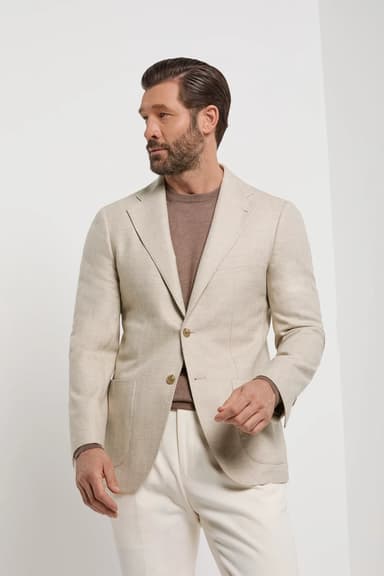 Beige herringbone jacket - Made in Italy