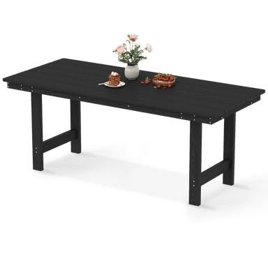 Pizzello Patio HDPE Rectangular Dining Table with Umbrella Hole