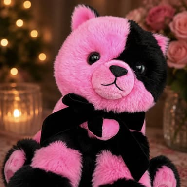 Noirberry Black and Pink Cat Stuffed Animal