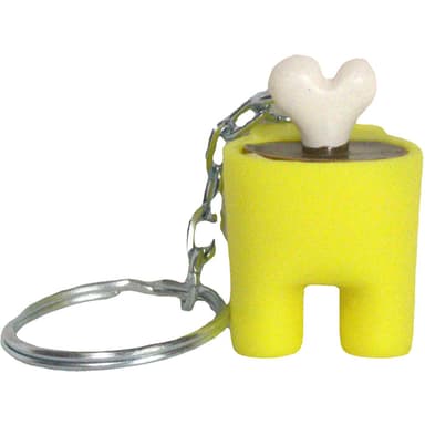 Among Us - Yellow Dead Crewmate with Bone Figural Keychain (1.5") - PMI Kids World - Series 2 - (2022)