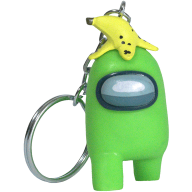 Among Us - Green Crewmate with Banana Hat Figural Keychain (2") - PMI Kids World - Series 2 - (2022)