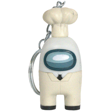 Among Us - White Crewmate with Chef Hat Figural Keychain (2") - PMI Kids World - Series 2 - (2022)