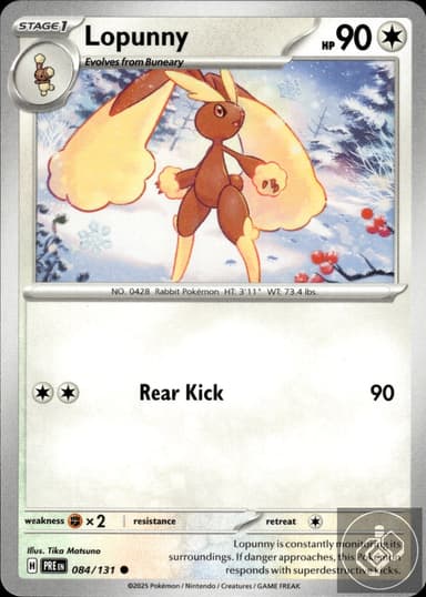 Lopunny 084/131 Common Prismatic Evolutions Pokemon