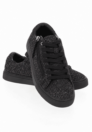 Black Sparkle Zip Trainers