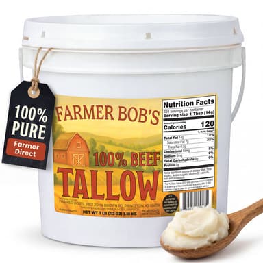 Farmer Bob's Beef Tallow for Cooking - Ideal for Deep Frying & Soap Making - Grass Fed - Bulk Cooking & Baking - Natural, Versatile Culinary Fat - Perfect for K