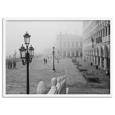 Venice Waterfront Black and White - Art Print by Victoria's Stories