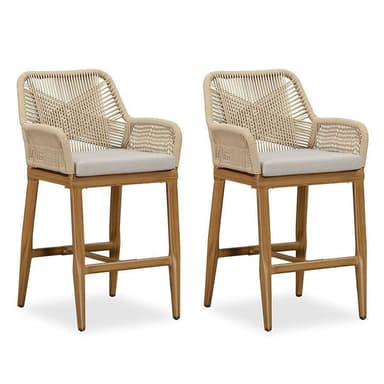 Open Box | PURPLE LEAF Modern Bar Stools Set of 2, Aluminum Bar Stool with Cushion for Indoor and Outdoor, Kitchen Island