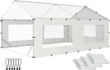 2 Sidewalls+1 Rear Wall for 12X9FT Metal Chicken Coop Run