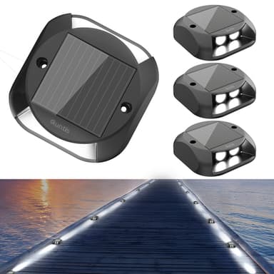 Quntis Solar Deck Lights Outdoor, Two-Way LED Cool White Ground Lights, IP65 Waterproof Dusk to Dawn Lighting for Pathway, Step, Driveway and Garden
