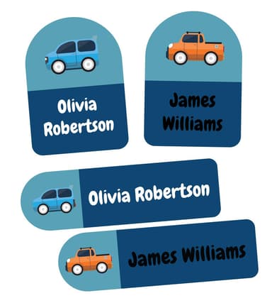 20 Car Truck Theme Clothes Stickers For Kids Boys Name Labels For School Uniform Stationery