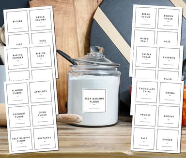Pantry Label Kitchen Stickers for Baking, Flour, Baking Soda, Sugar - Baking Collection Jar & Container Labels