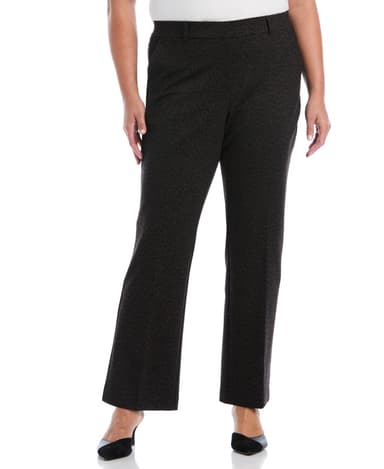 Plus Size Animal Print Fly Front Bootcut Pant