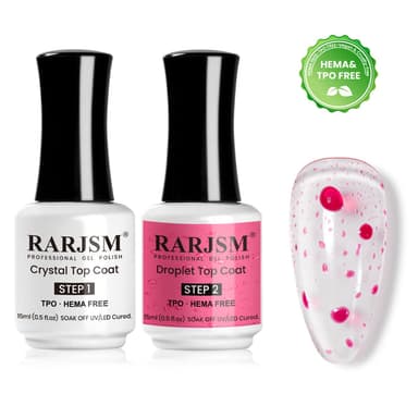3D Droplet Top Coat Set - Magenta Crystal & Raindrop Effect Gel Top Coat 15ml 2PCS - TPO & HEMA Free