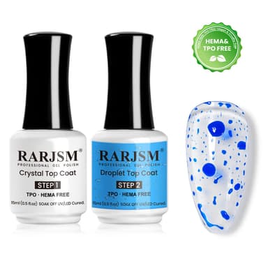 3D Droplet Top Coat Set - Blue Crystal & Raindrop Effect Gel Top Coat 15ml 2PCS - TPO & HEMA Free