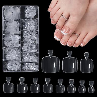 Short Square Toenail Tips 240pcs – Full Cover Gel Nail Forms, Ultra-Thin & Flexible, 11 Size